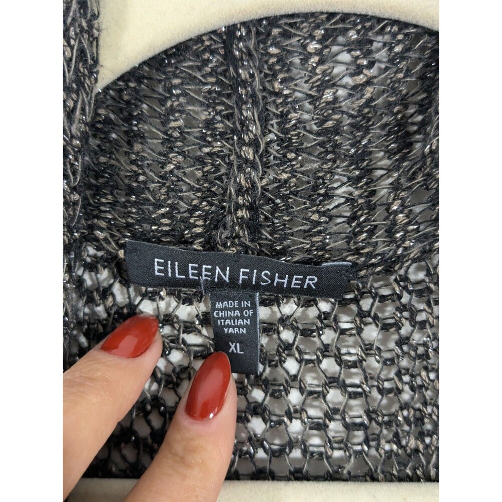 Eileen Fisher Women Linen Blend Metallic Bronze Open Front Knit Cardigan Sz XL - Picture 3 of 7
